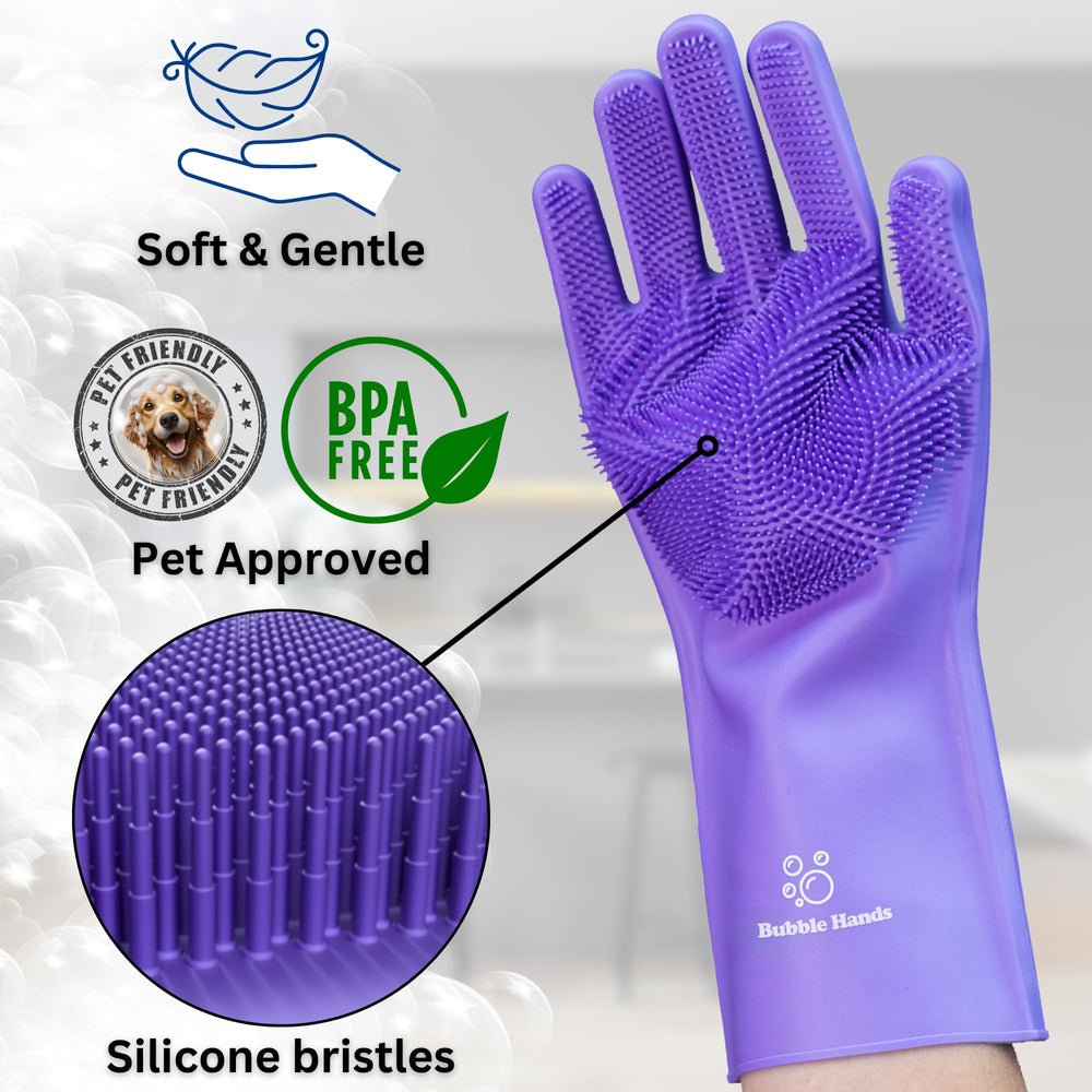 Bubble Hands cat grooming gloves for deshedding and soothing baths
