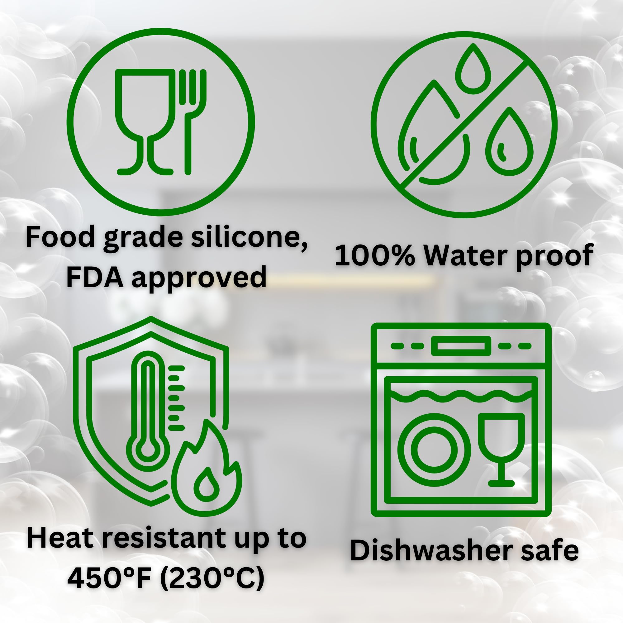 Bubble Hands gloves shown for dishwashing use, showcasing home versatility