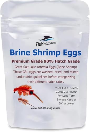 Bubble Magus brine shrimp eggs packaging showing resealable pouch for easy storage