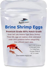 Bubble Magus brine shrimp eggs packaging showing resealable pouch for easy storage