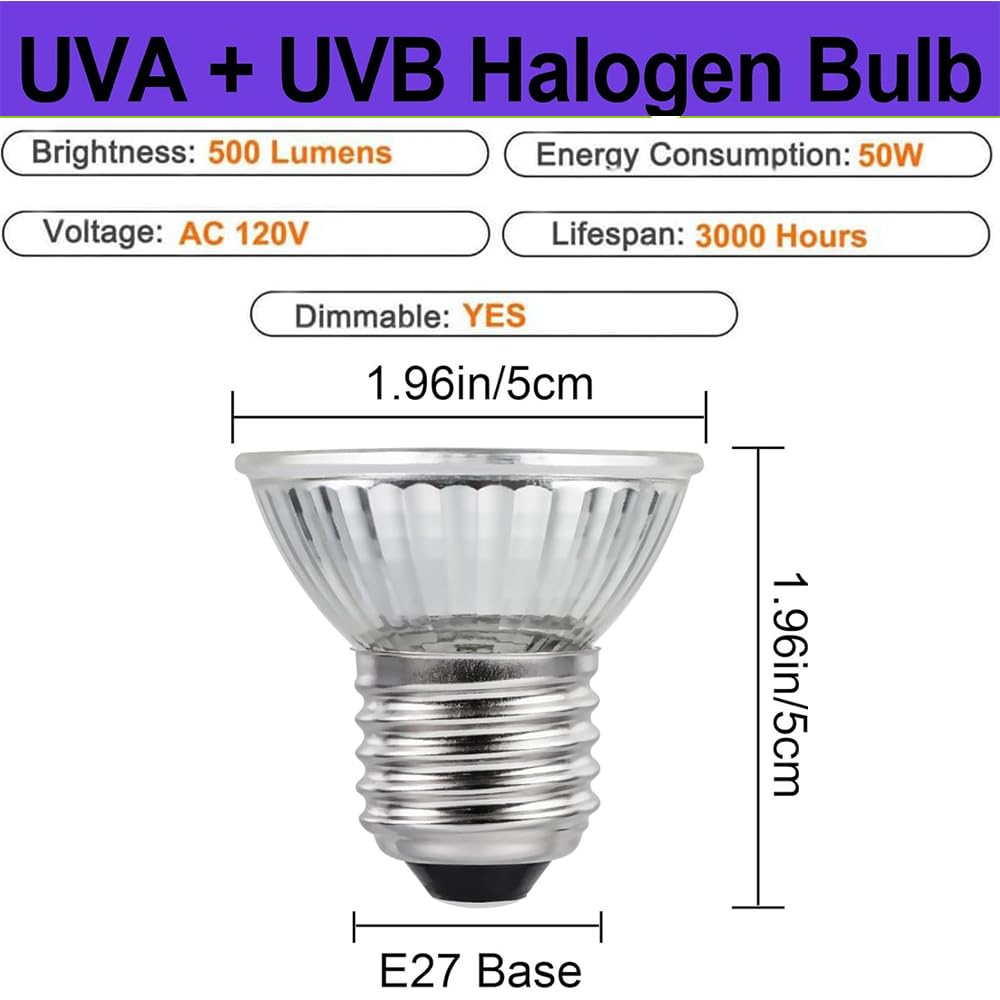 BUBYVV UVB/UVA bulbs for bearded dragons promote healthy activity and mood.