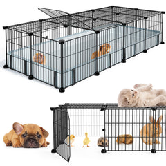 BUCATSTATE guinea pig cage assembled with top cover for safe indoor play
