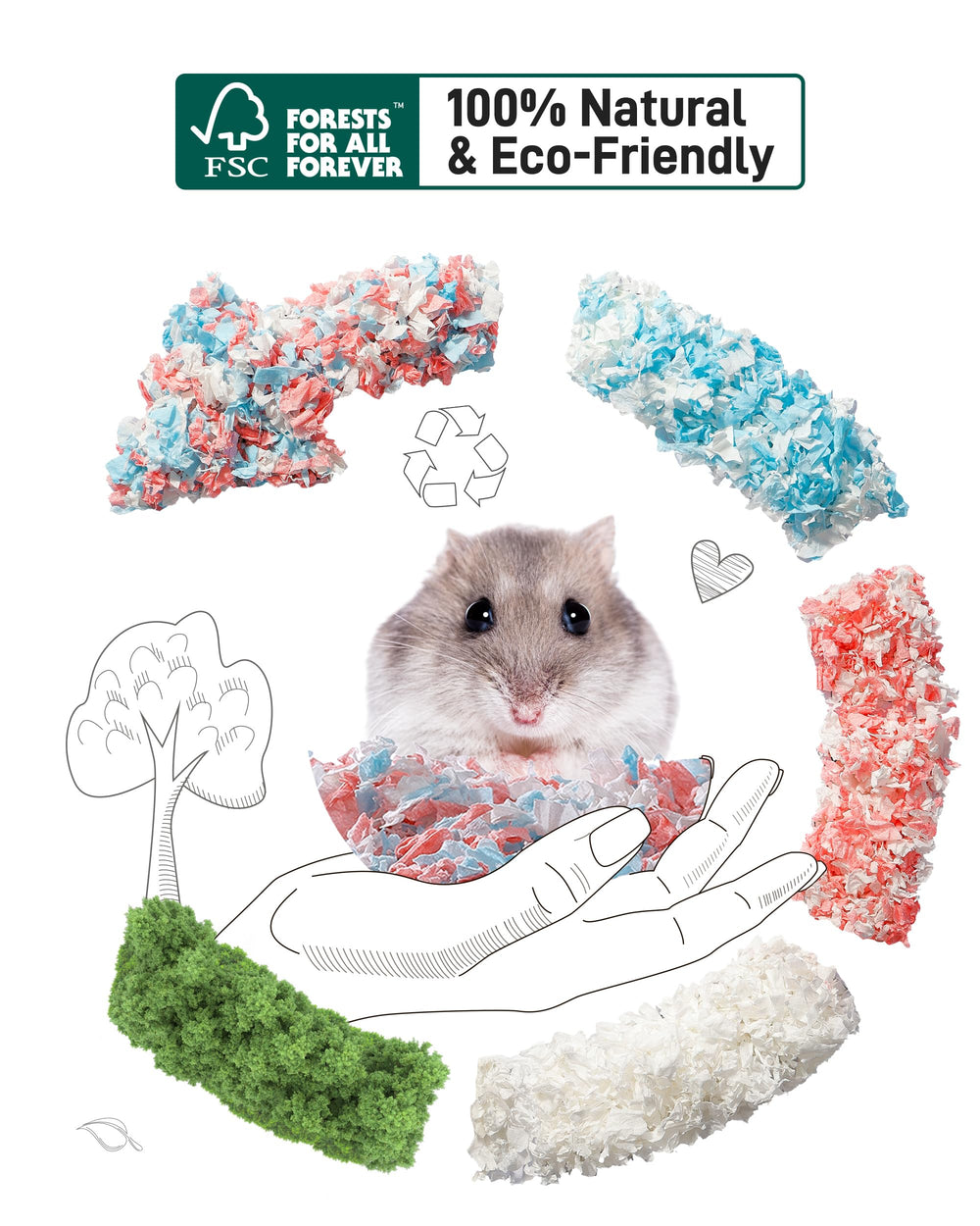 BUCATSTATE hamster bedding 3x expansion creates a fluffy burrow-ready layer.