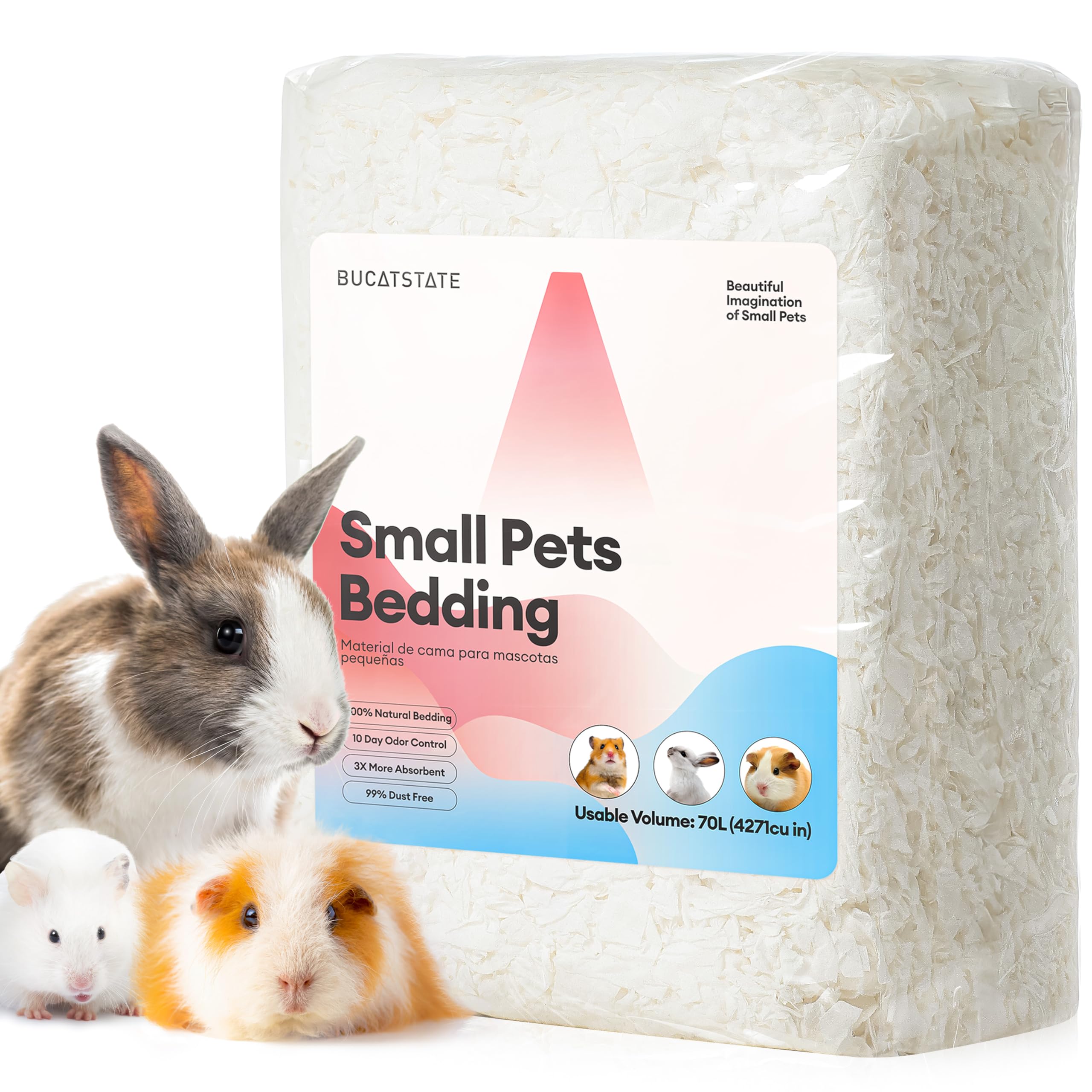 BUCATSTATE hamster bedding compact packaging saves space for storage.