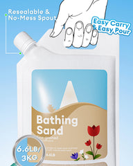 BUCATSTATE dust-free fine desert sand image highlights gentle cleaning for small pets