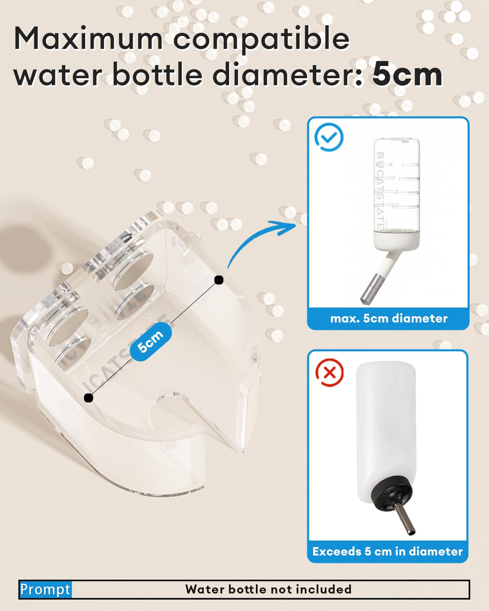 BUCATSTATE hamster water bottle holder adjustable-height design for growing pets