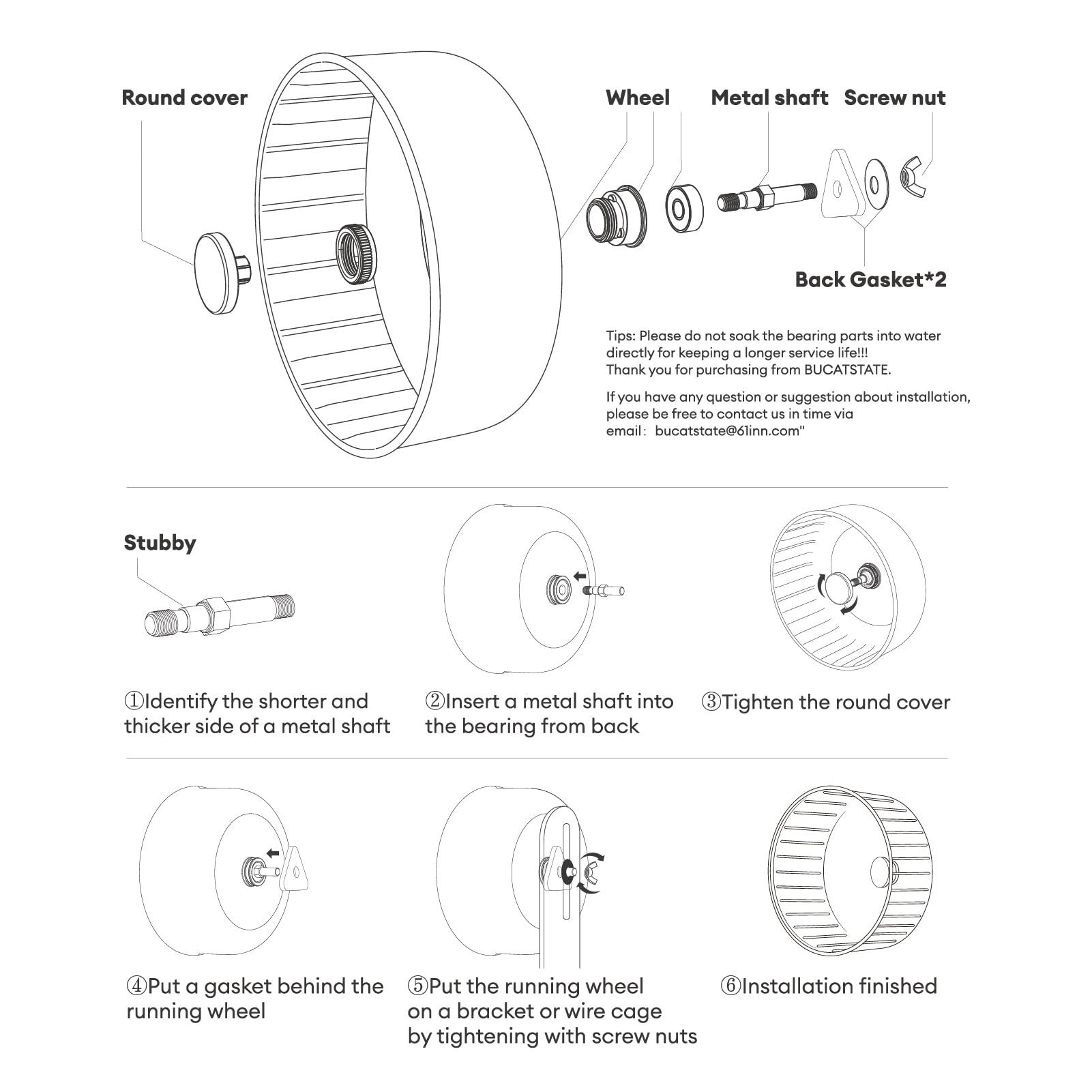 BUCATSTATE hamster wheel easy to clean with detachable running surface.