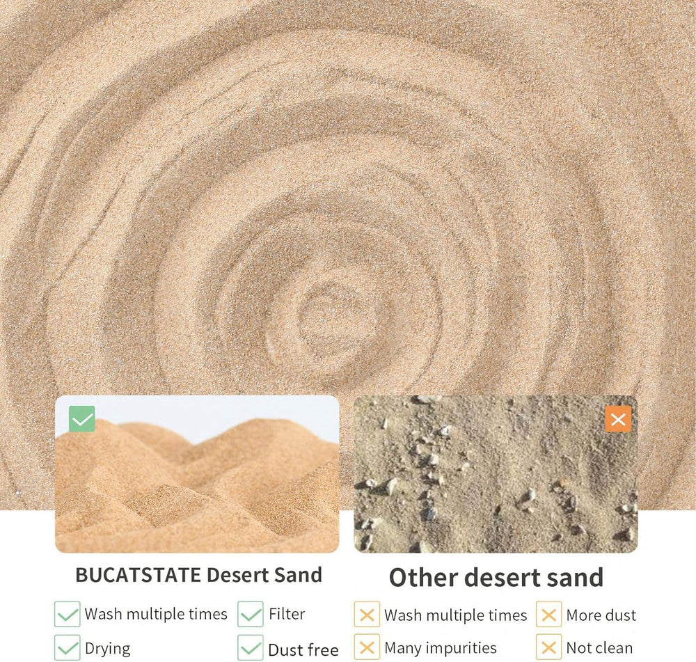 BUCATSTATE multi-pet sand suitable for hamsters, gerbils, mice, and chinchillas.