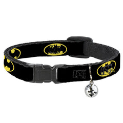 Buckle-Down Batman Shield cat collar 8-12in, 0.5in wide for safe, stylish wear