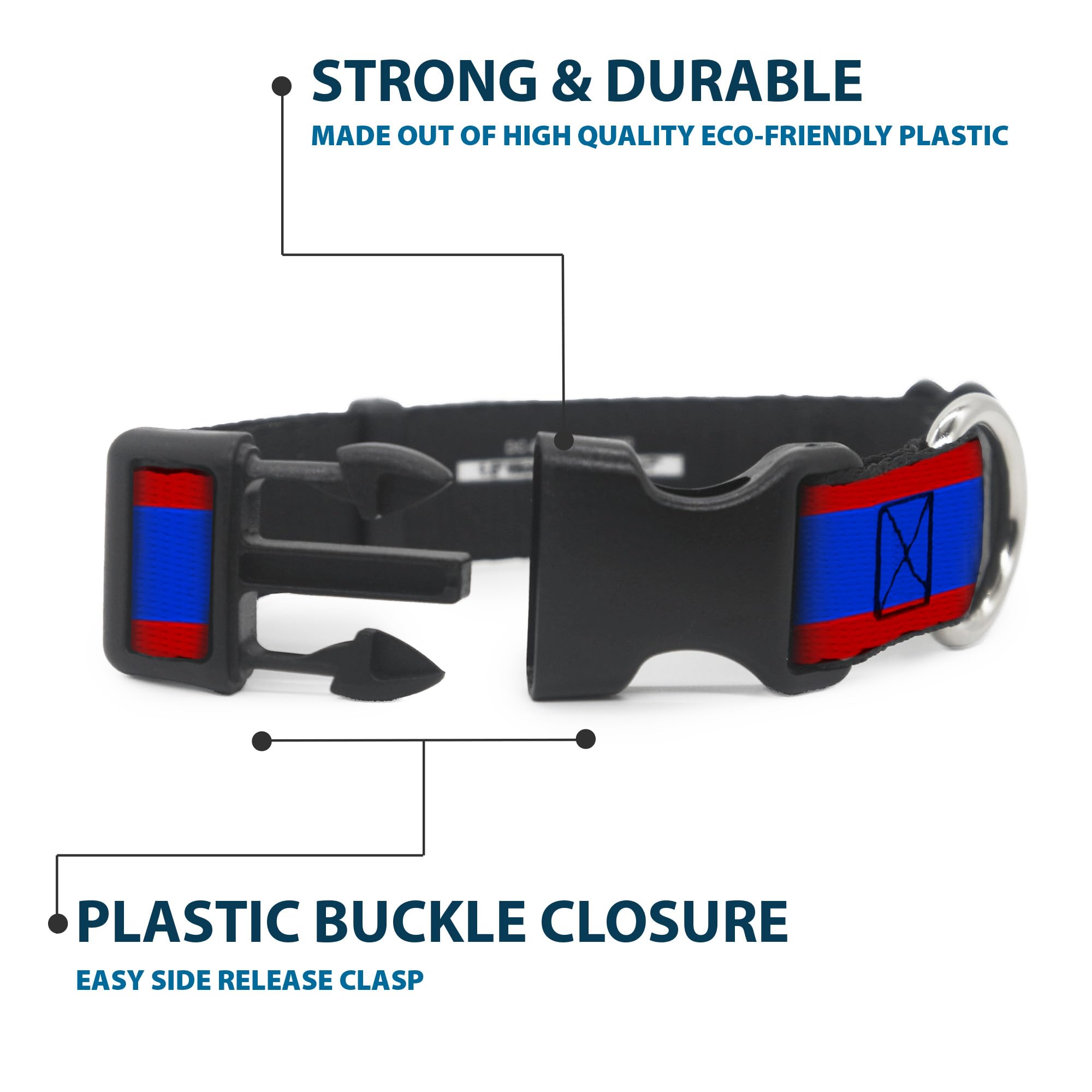 Buckle-Down dog collar fabric texture highlights durable polyester material and vibrant print.