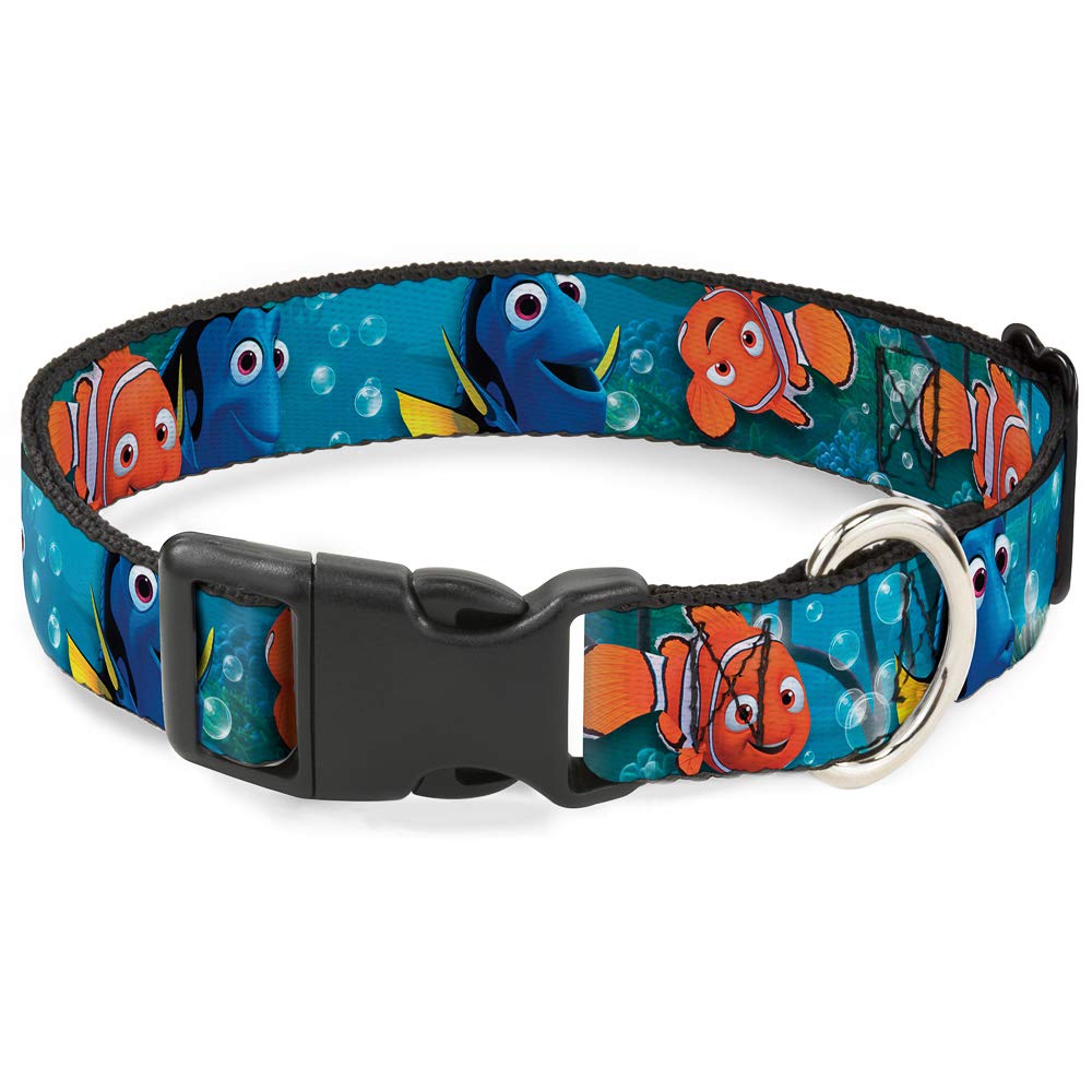 Buckle-Down plastic clip collar Nemo & Dory poses for bold daily wear.