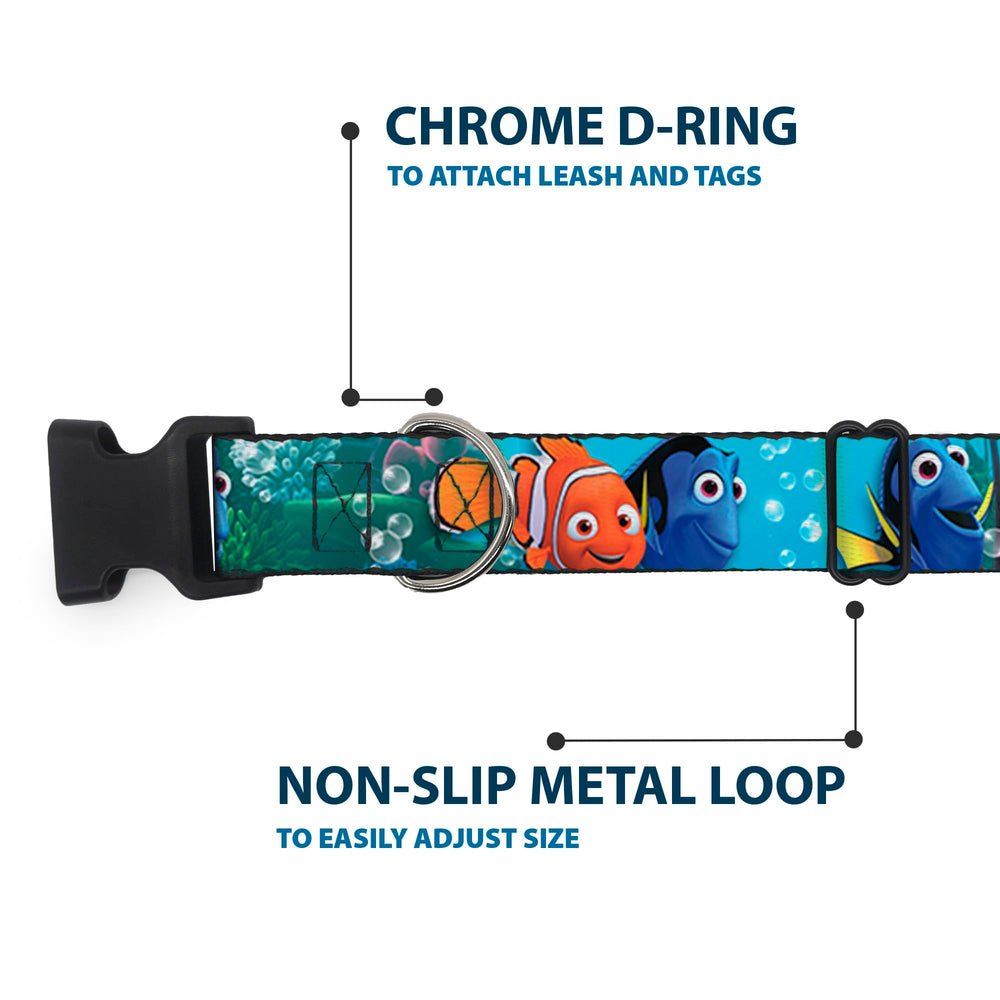Nemo & Dory print on Buckle-Down collar adds licensed authenticity.
