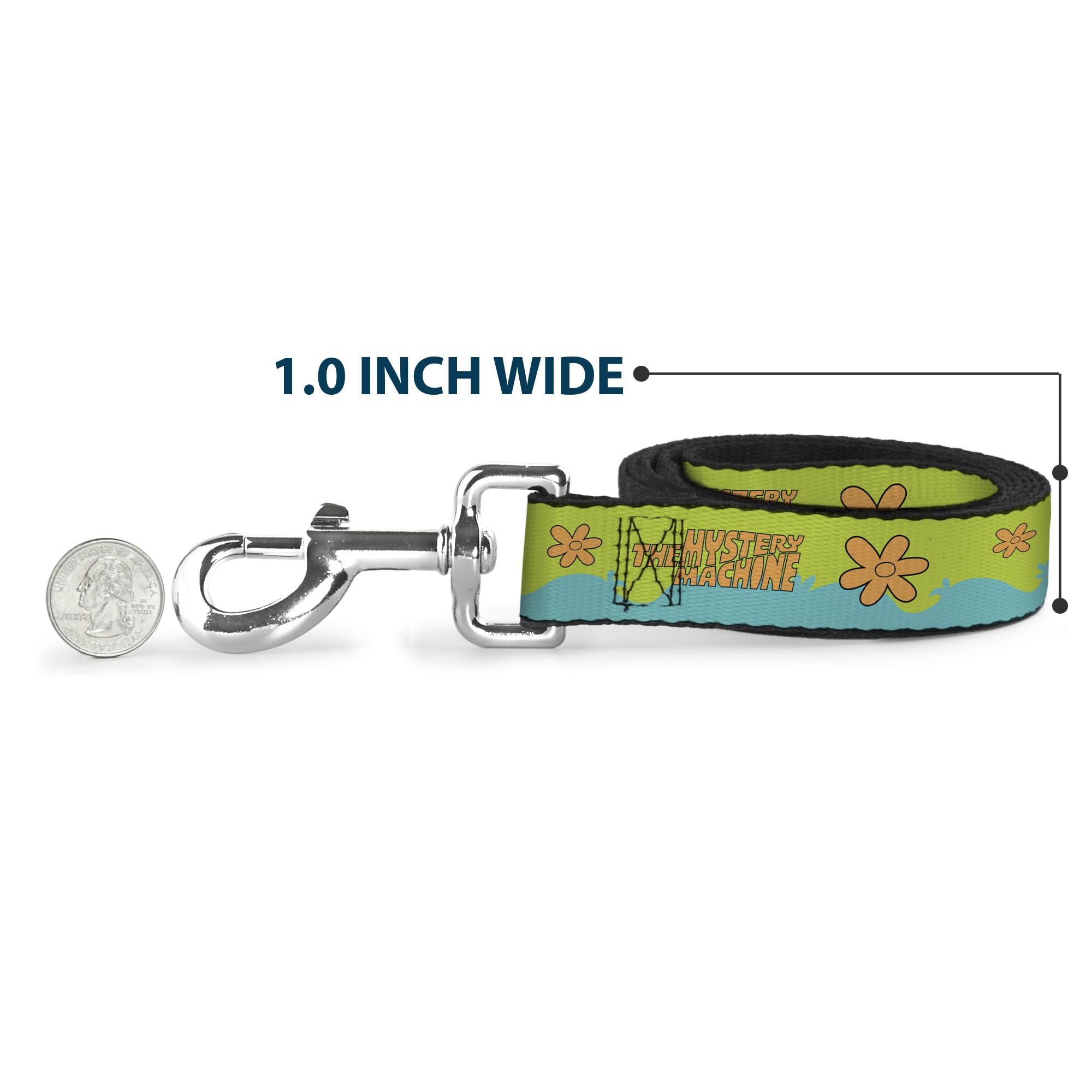 Buckled-Down Scooby-Doo leash pairs with matching collar for coordinated look.