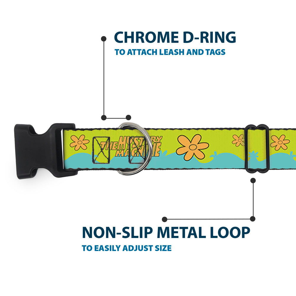 Buckle-Down Scooby Doo collar 1 inch wide polyester band ready for daily wear.
