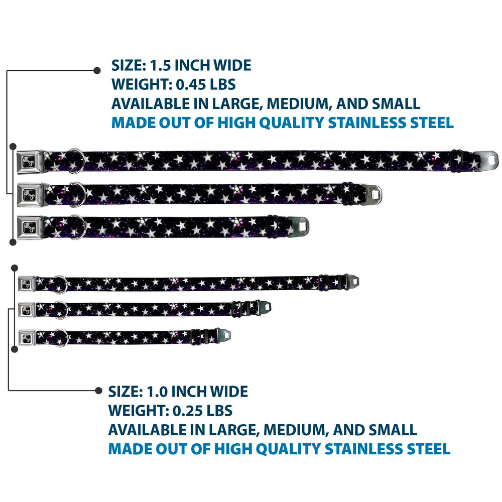 Buckle-Down seatbelt buckle collar black purple white with secure hardware