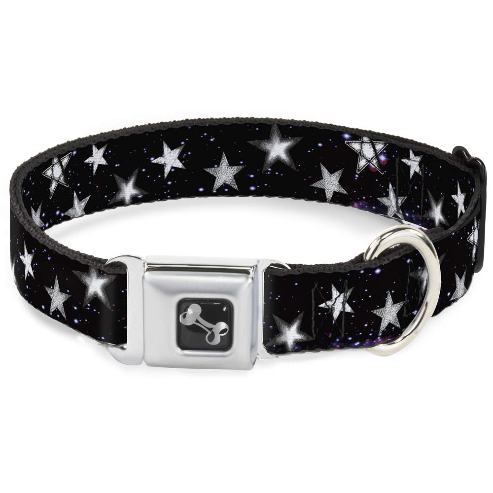 Buckle-Down seatbelt buckle collar with glowing stars design for bold daily walks