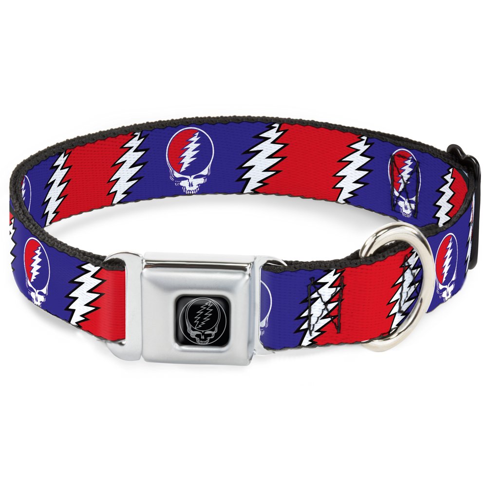 Buckledown SeatBelt Dog Collar closeup shows durable polyester and steel hardware for daily wear.
