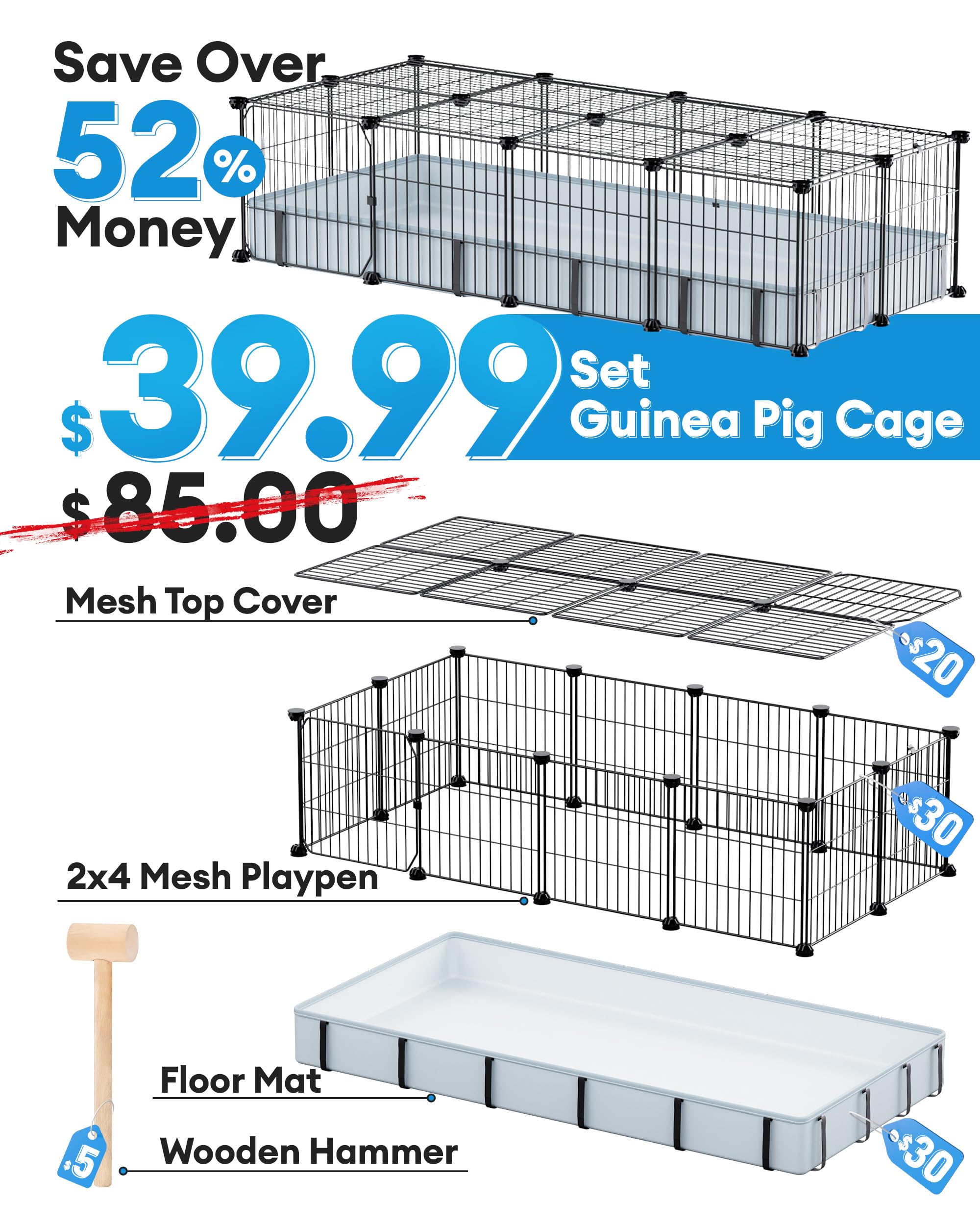 BUCATSTATE guinea pig cage floor mat for easy cleaning and protection.