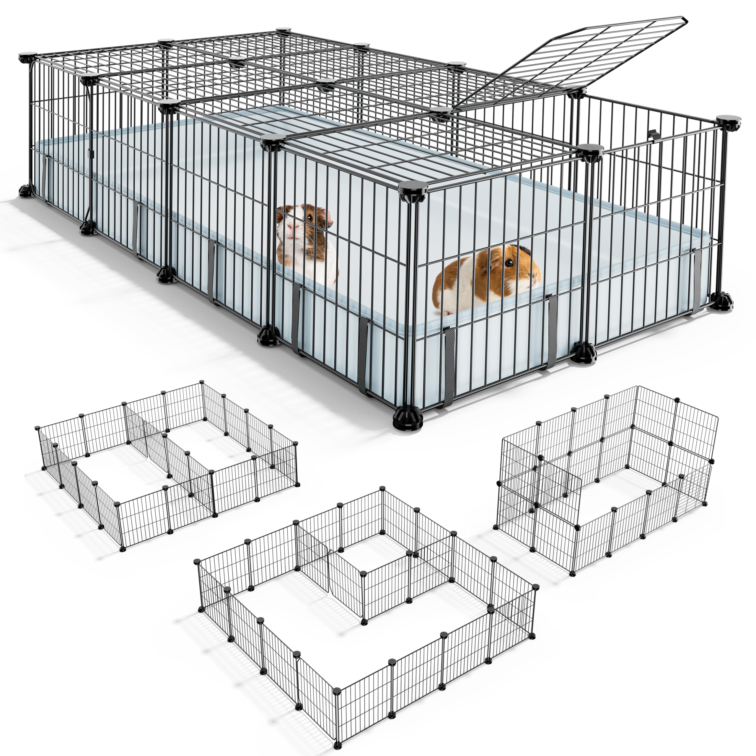 BUCATSTATE guinea pig cage with top cover for safe, contained play sessions.