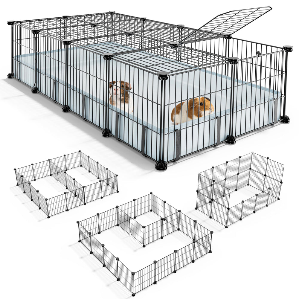 BUCATSTATE guinea pig cage with top cover for safe, contained play sessions.