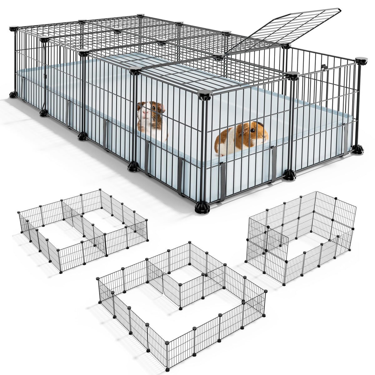 BUCATSTATE guinea pig cage with top cover for safe, contained play sessions.