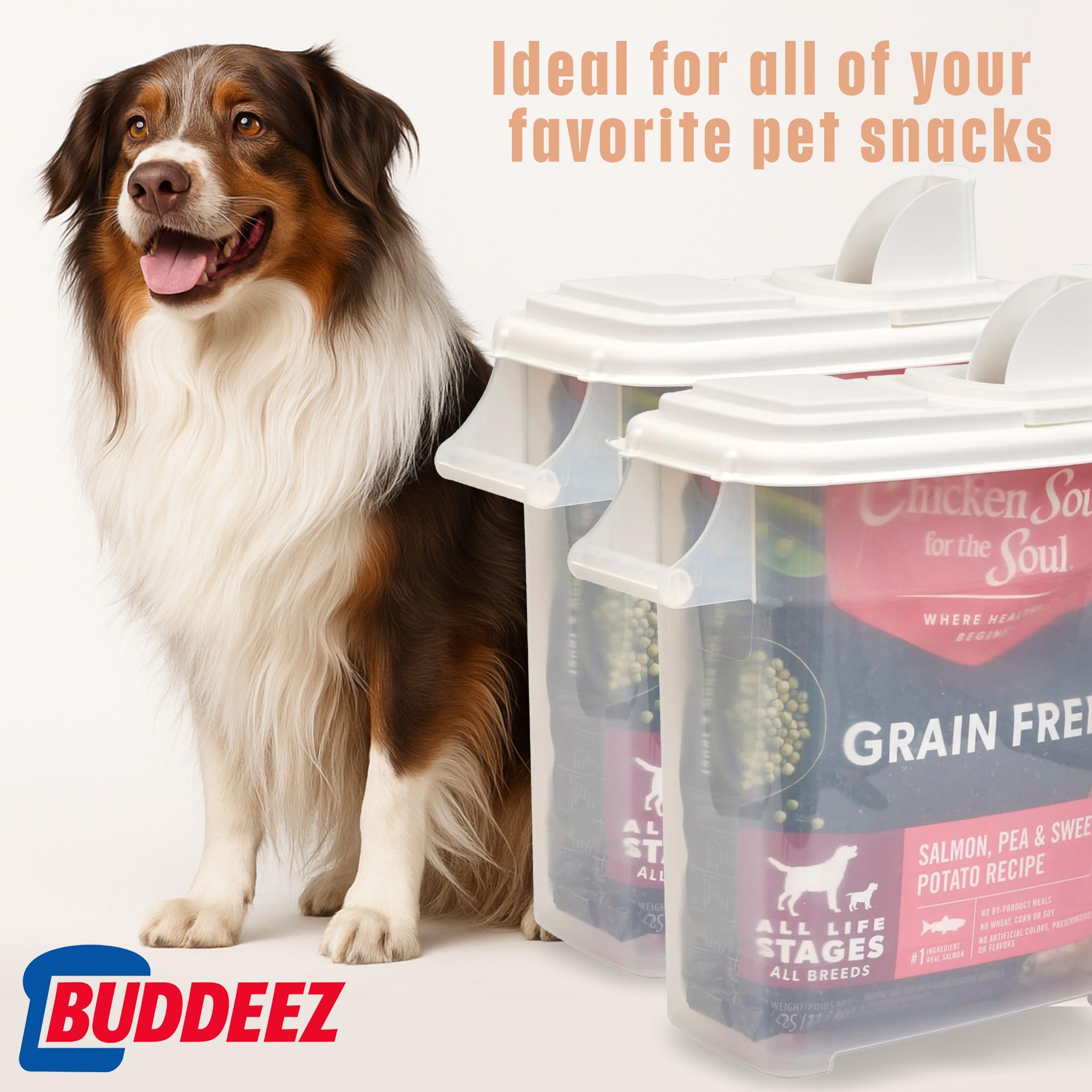 Buddeez 32-quart dispenser flip lid open for quick access during mornings