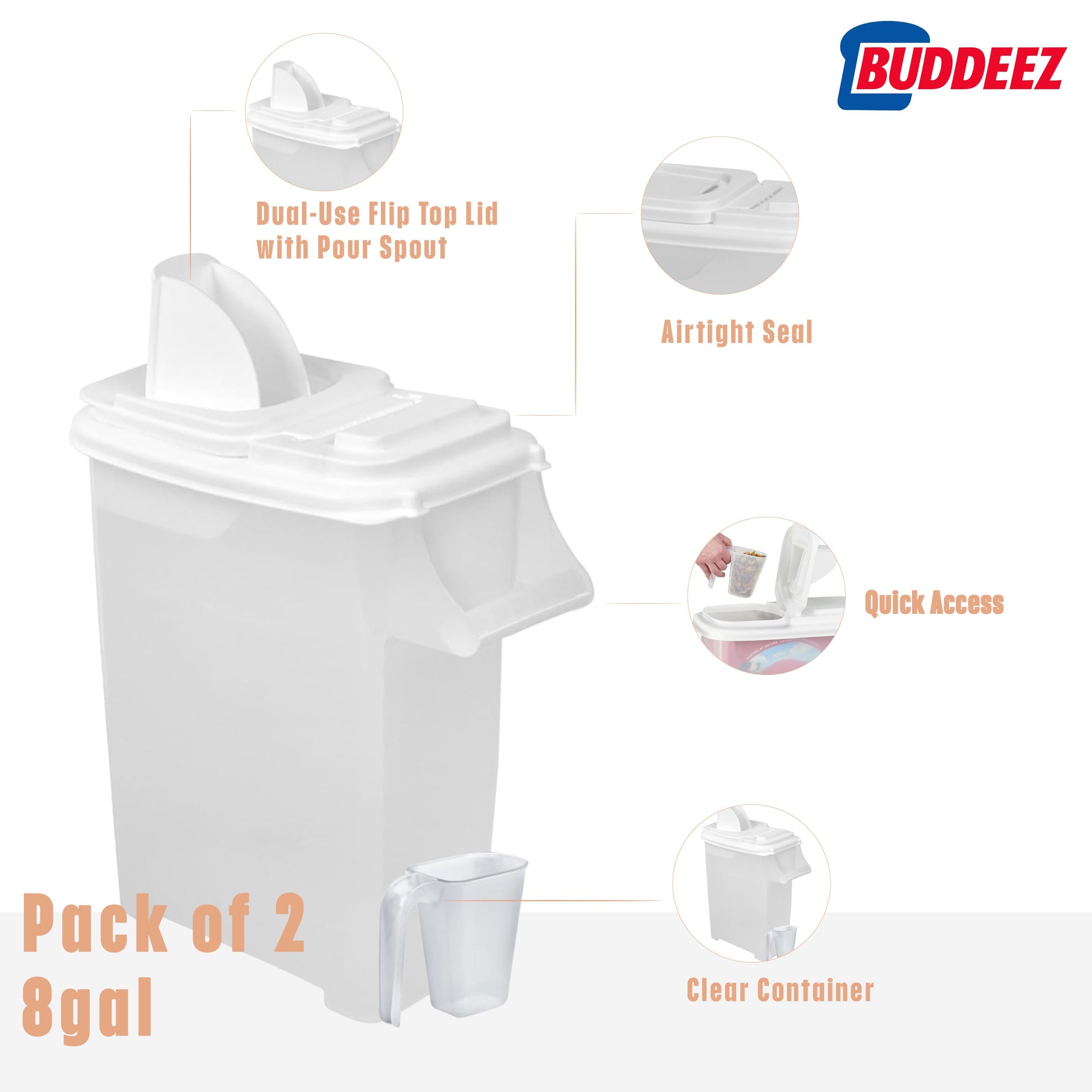 Buddeez kibble storage shows clear container for easy meal planning