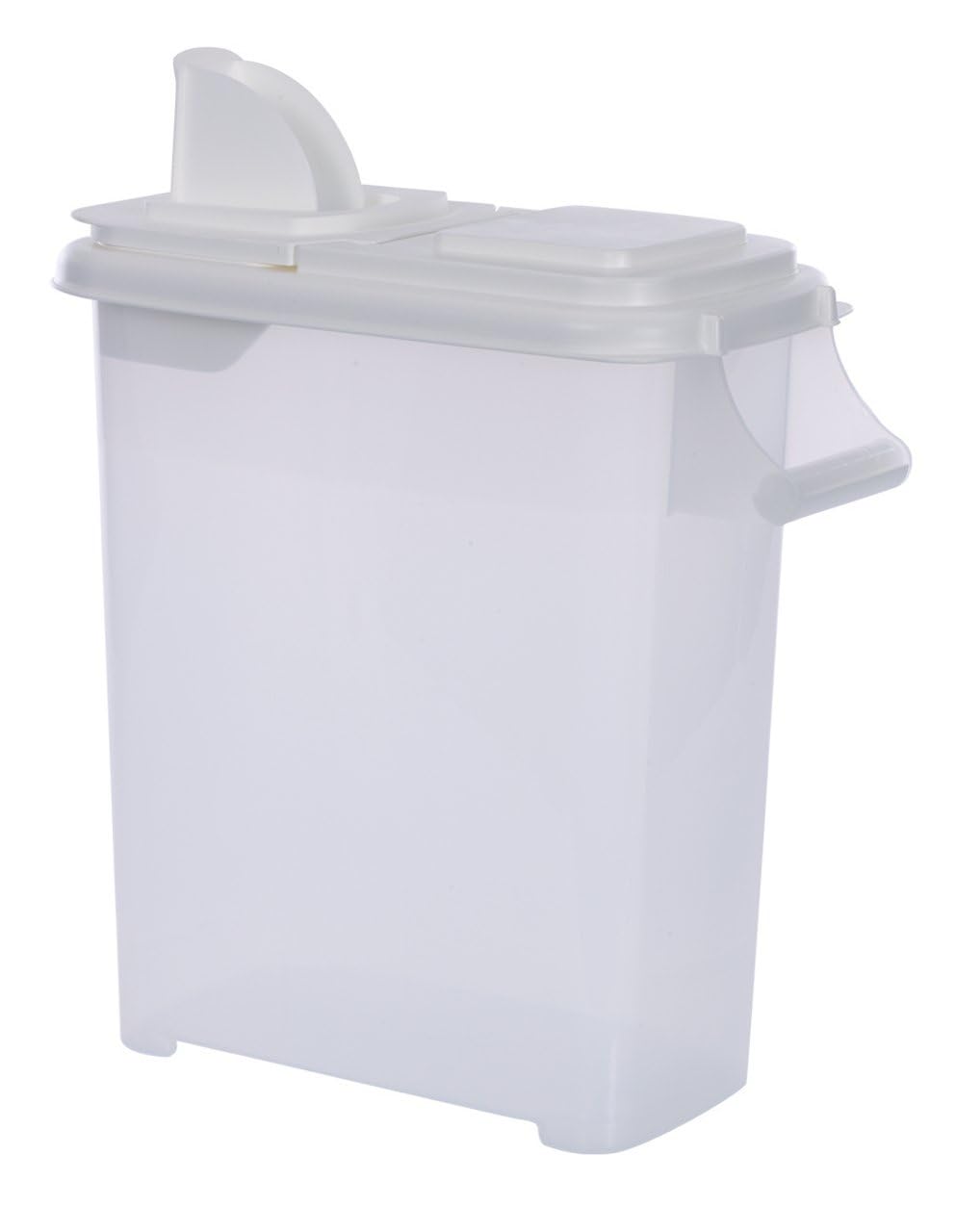 Buddeez 32-quart dispenser lid close-up highlighting airtight seal for kibble freshness