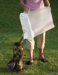 Buddeez dispenser pour spout shown for mess-free kibble pouring into bowls