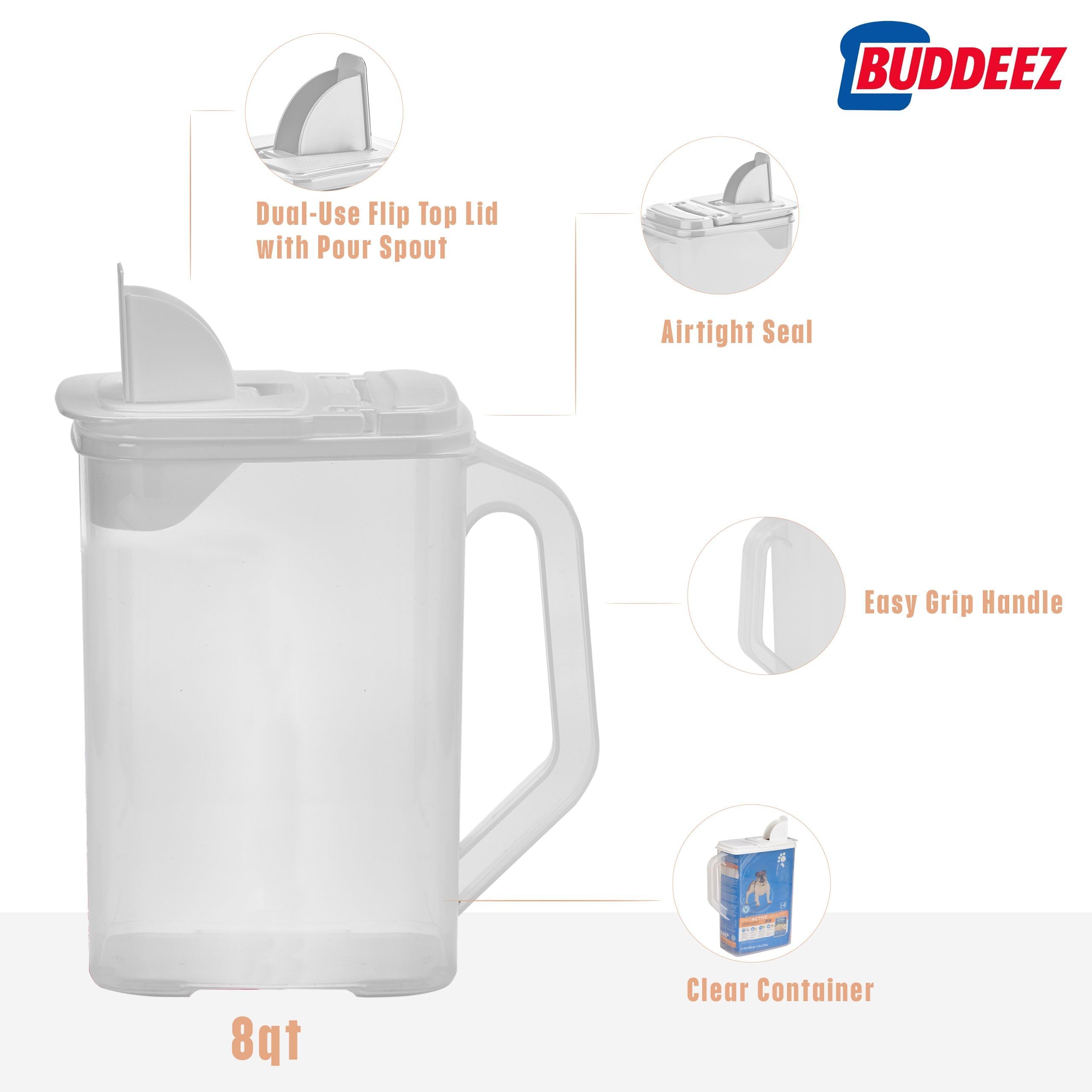 Buddeez bag-in storage option keeps packaging info readable and container clean