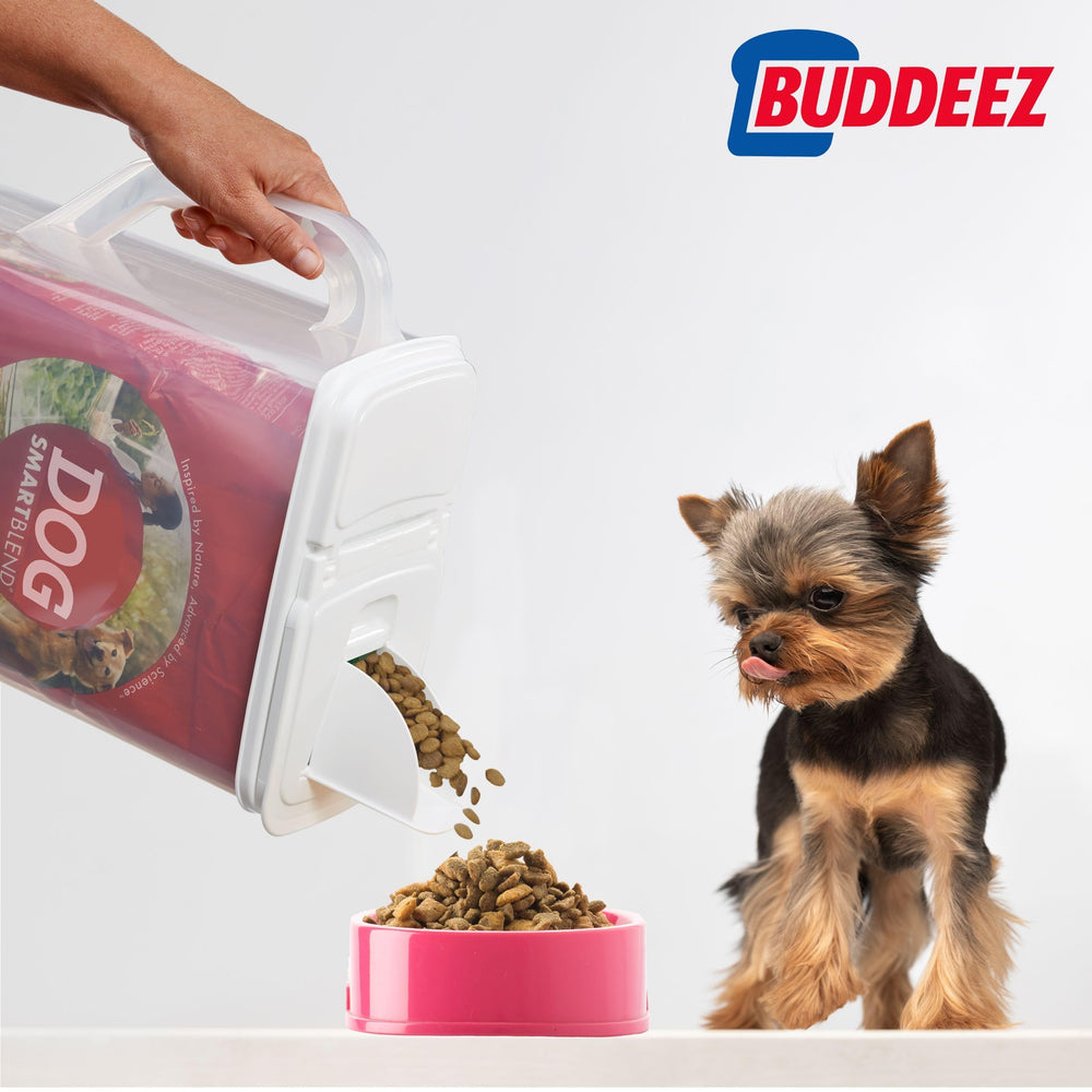 Buddeez slim-shape container fits compact pantries and keeps food accessible