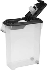 Buddeez roll-away pet food bin side view for easy access and mobility.