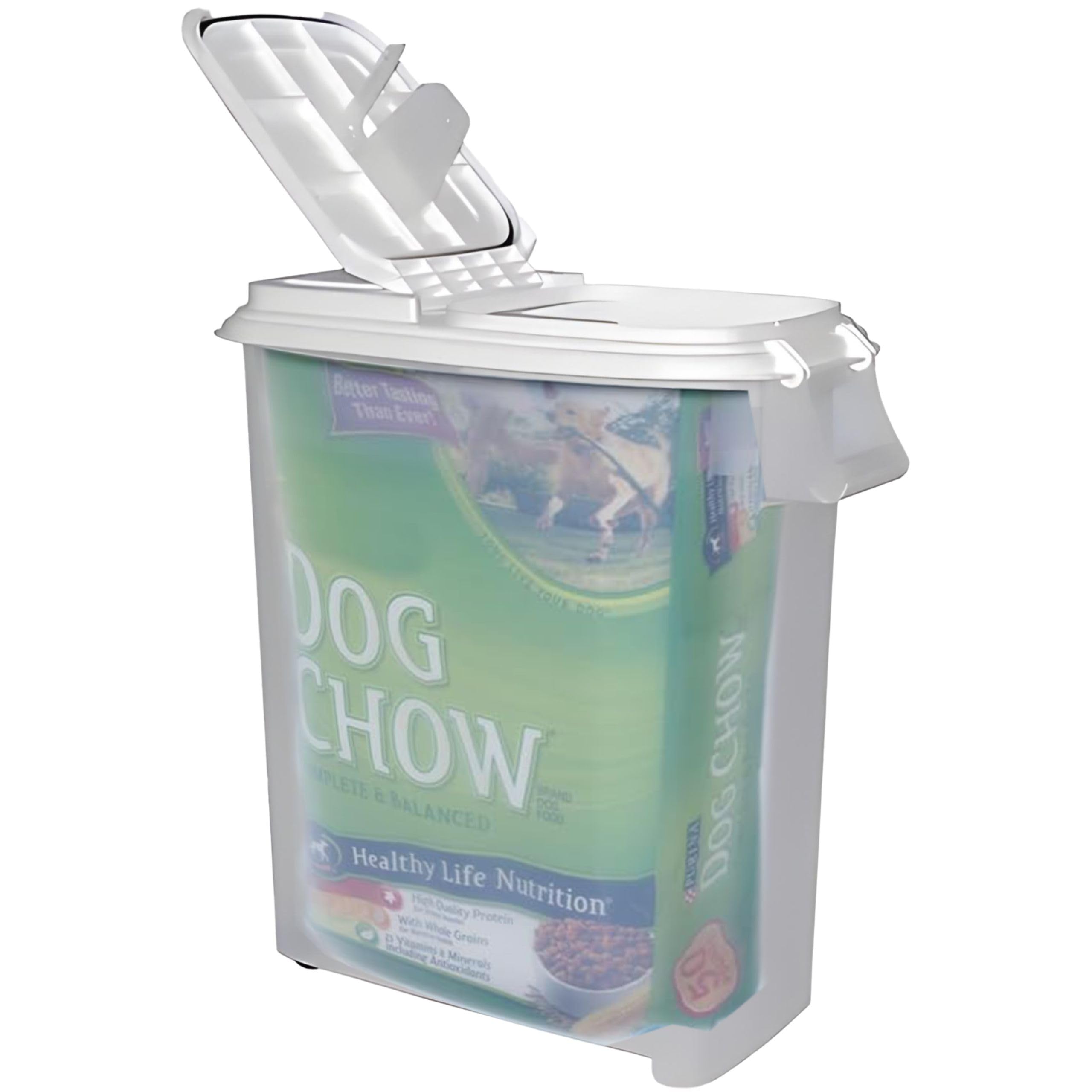 Buddeez scoop attached-under-lid illustrates ready-to-use 1-cup portion.