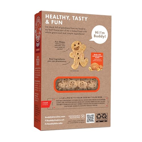 Buddy Biscuits Gingerkid shape demonstrates playful training rewards for dogs.