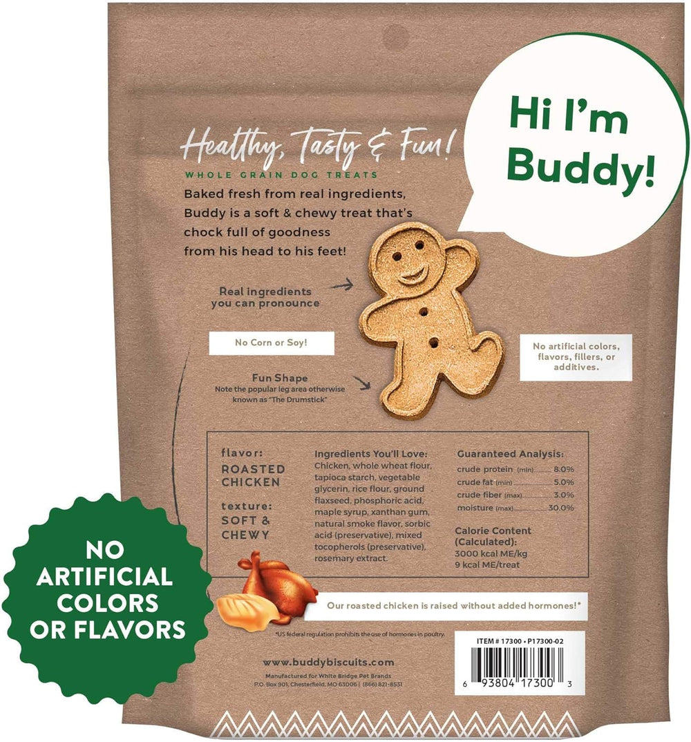 Buddy Biscuits roasted-chicken soft treats close-up highlighting aroma.