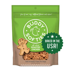 Buddy Biscuits roasted-chicken soft-chewy treats front view showing savory texture.