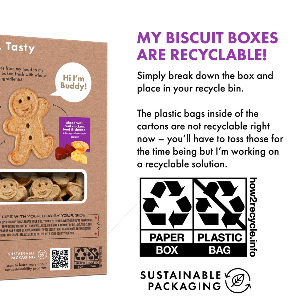 Buddy Biscuits simple ingredients support a recognizable, natural snack.