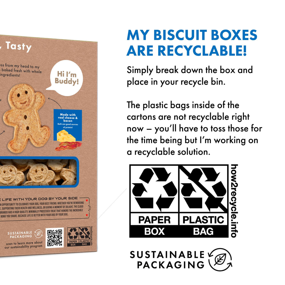 Buddy Biscuits six-ingredient recipe image communicates simple ingredients for mindful feeding.