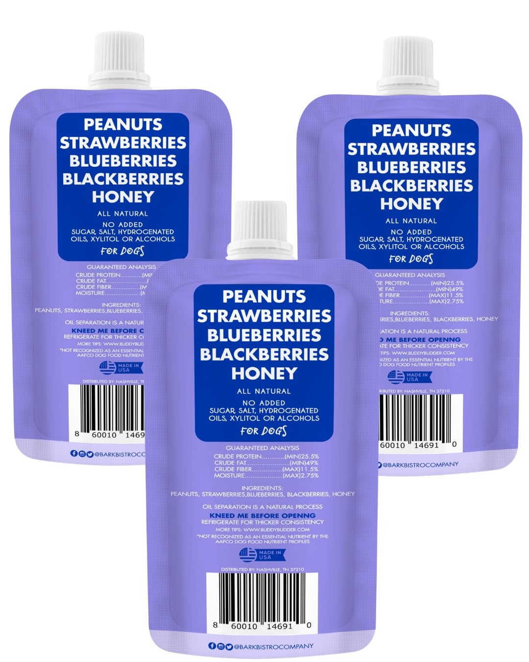 Buddy Budder dog peanut butter squeeze texture ideal for training sessions.