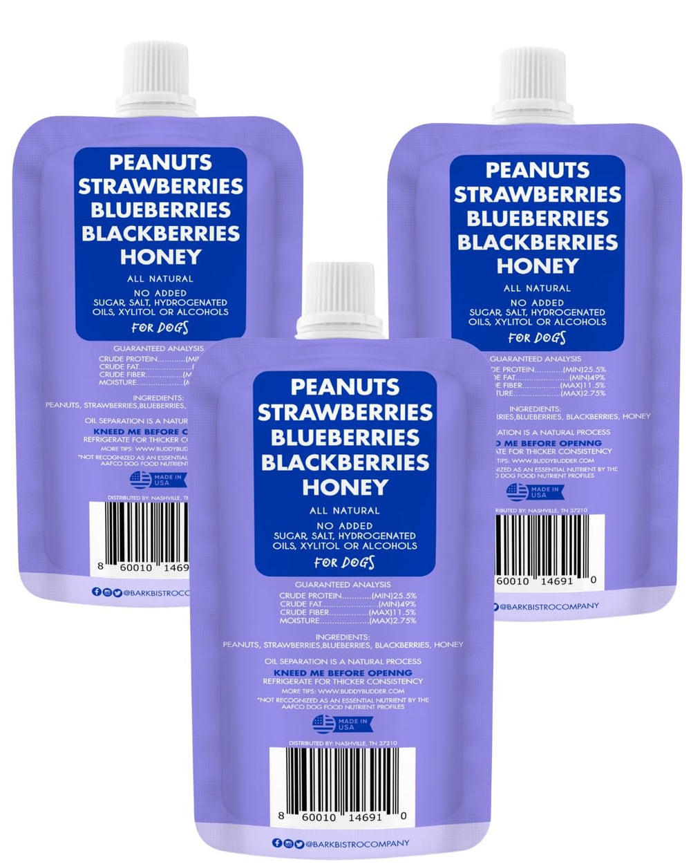 Buddy Budder dog peanut butter squeeze texture ideal for training sessions.