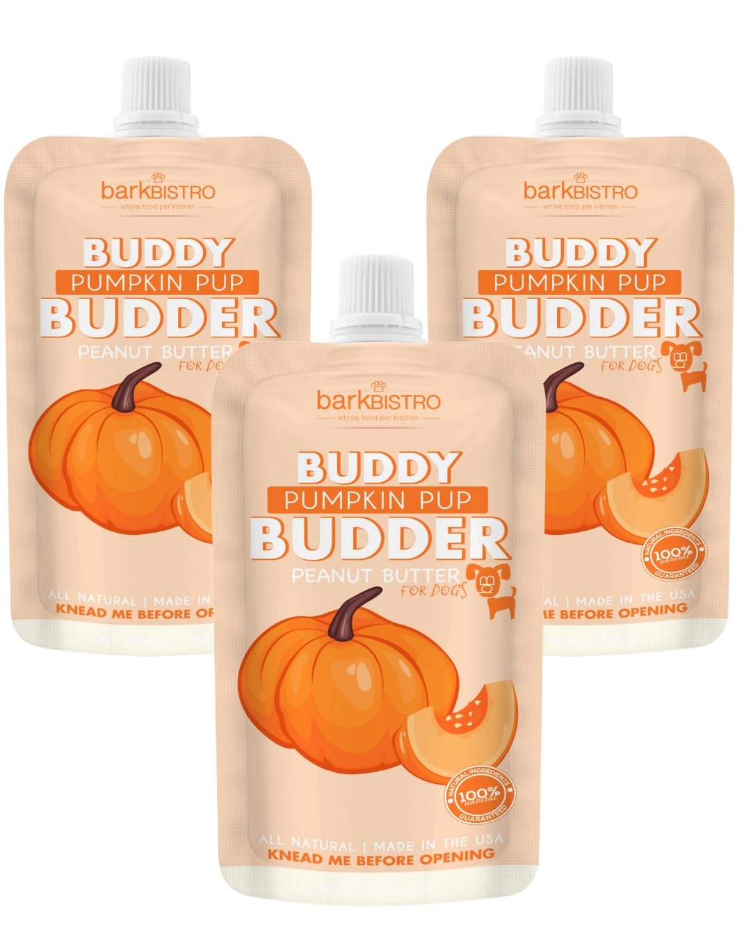 Buddy Budder pumpkin-pup-squeeze-pack-3pack: convenient, mess-free on-the-go treats.