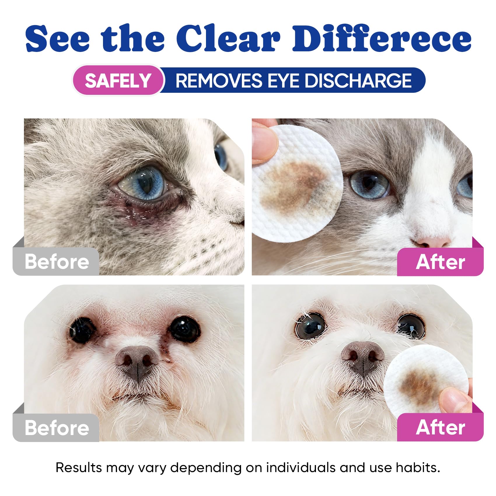 BuddyCheer Dog Eye Wipes pearl-textured surface closeup demonstrates debris lifting.