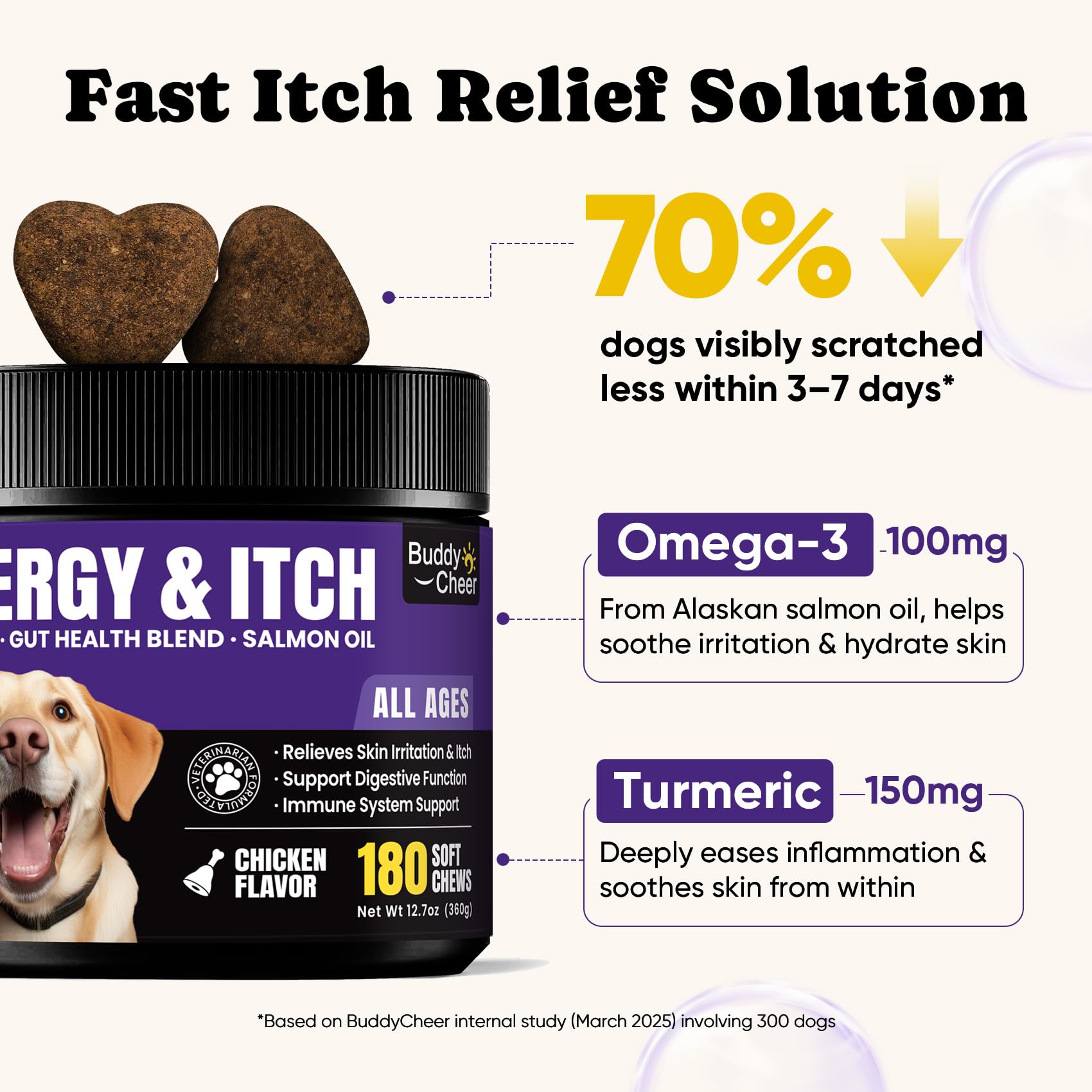BuddyCheer dog hotspot-relief closeup suggests soothing relief for irritated skin