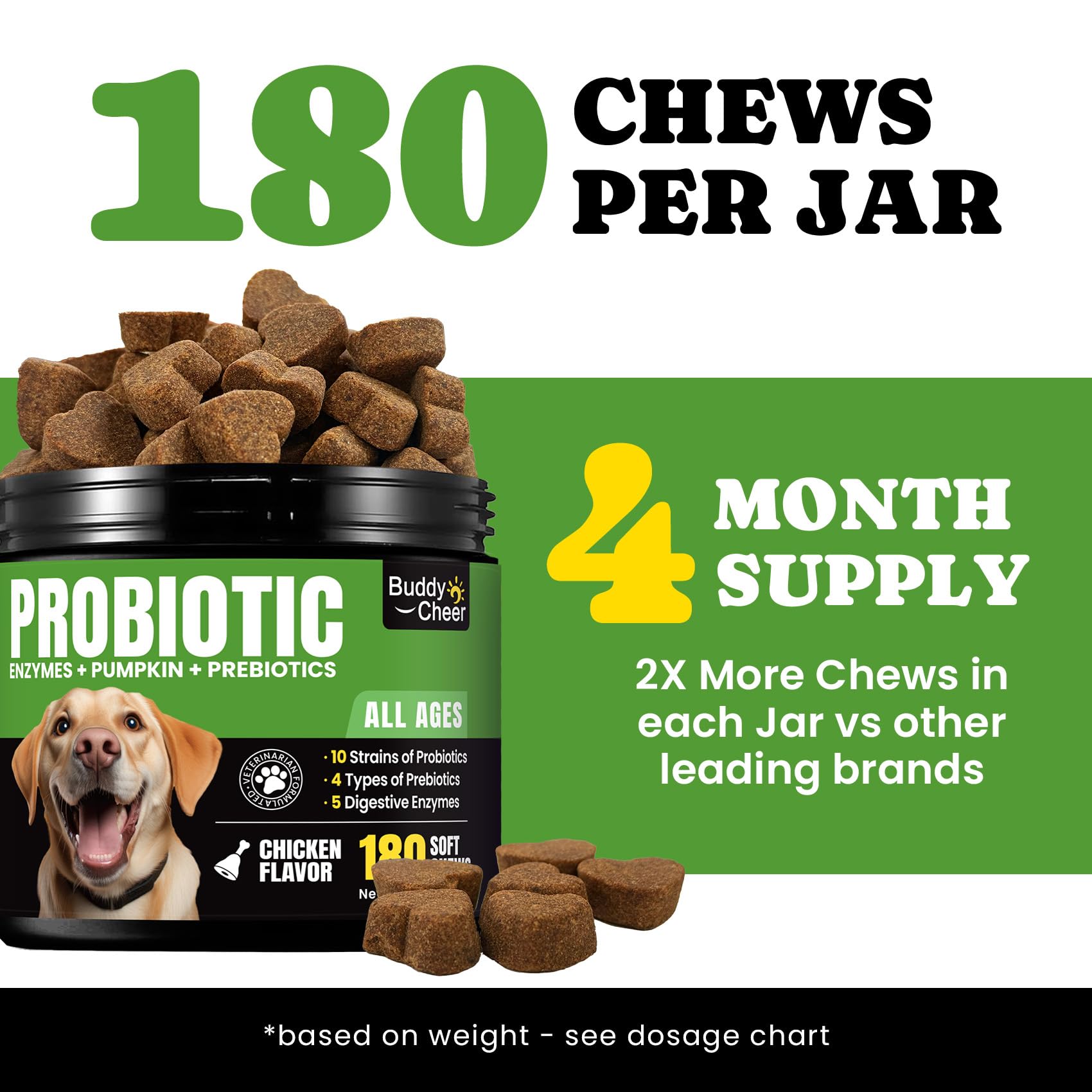 BuddyCheer dog probiotics ingredients apple cider vinegar illustration