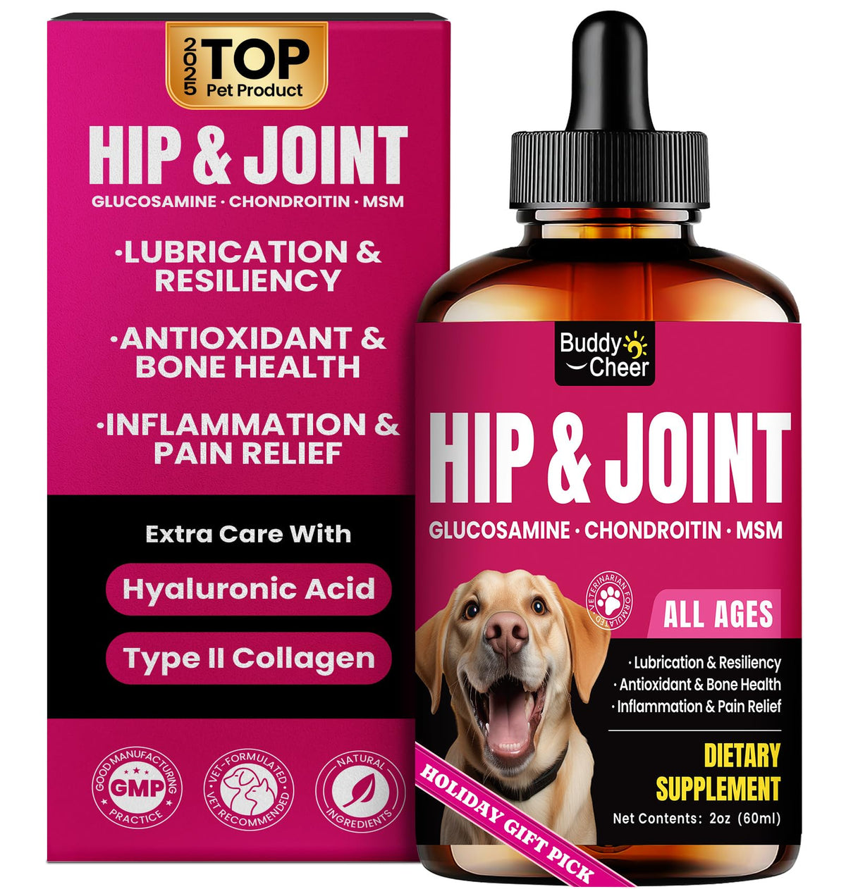 BuddyCheer glucosamine-dogs-bottle-cap demonstrates premium joint support for active pets.