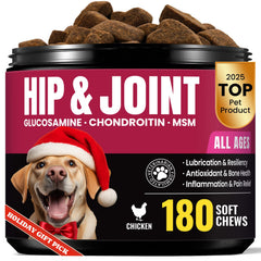 BuddyCheer glucosamine dog joint chews 180ct bottle supports mobility and comfort for aging joints