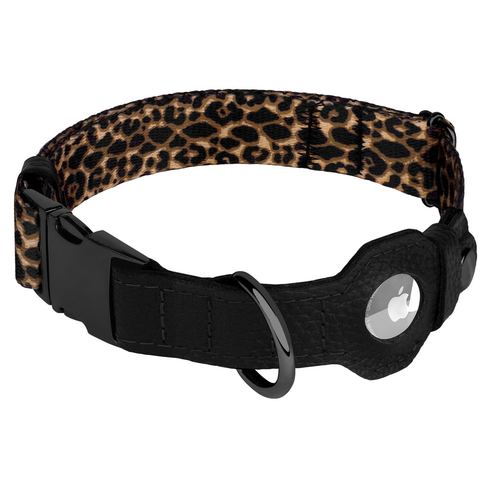 BUDKAS AirTag dog-collar leather-nylon combo offers durability and everyday comfort