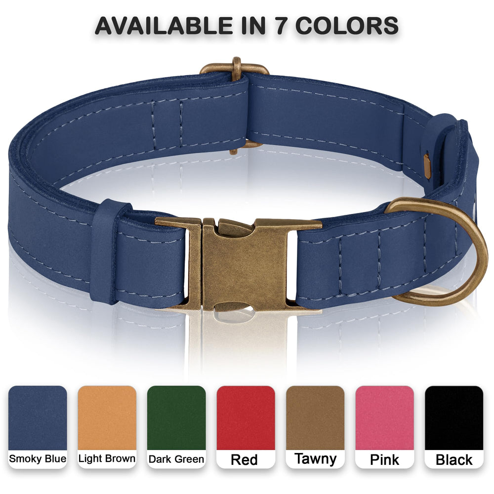 BUDKAS leather dog collar metal buckle closeup emphasizes secure fastening during play