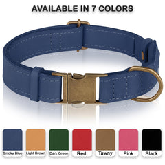 BUDKAS leather dog collar metal buckle closeup emphasizes secure fastening during play
