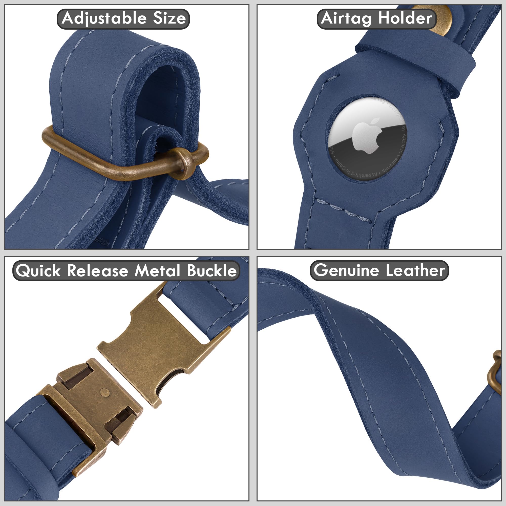 BUDKAS AirTag dog collar XS showcases adjustable neck 9-12 inches for small dogs